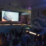Die Informale_Buenos Aires_Screening of _Word Count_ by Berlin artist Kasia Fudakowski in an abandoned pool in Buenos Aires, Photo_ Kevin McElvaney_ Übermut Project