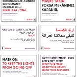 Typoplakate auf Türkisch, Arabisch und Englisch