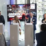 Pressekonferenz mit visitBerlin-Geschäftsführer Burkhard Kieker, Sängerin Jocelyn B. Smith, Stefan Athmann, visitBerlin Partnerhotels und Anna Günther, Berlin Event Network e.V. (v.l.n.r.)