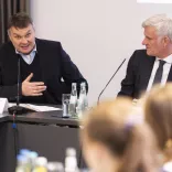 Pressegespräch, Tourismus-Bilanz Berlin 2022, 23. Februar 2023, visitBerlin-Geschäftsführer Burkhard Kieker (l.), Wirtschafssenator Stephan Schwarz (r.) Pressegespräch, Tourismus-Bilanz Berlin 2022, 23. Februar 2023, visitBerlin-Geschäftsführer Burkhard Kieker (l.), Wirtschafssenator Stephan Schwarz (r.)