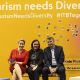 Franziska Giffey (Senatorin für Wirtschaft, Energie, Betriebe),  Sabine Wendt und Burkhard Kieker (Geschäftsführung visitBerlin)