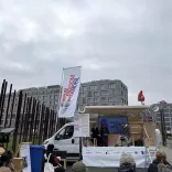 Das Berlin Freedom Mobil an der Bernauer Straße