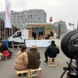 Das Berlin Freedom Mobil tourte während der Freedom Week mit Programm und der Freiheitsglocke durch Berlin