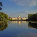 Berlin, Charlottenburg Palace, view over the carp pond to the garden side.