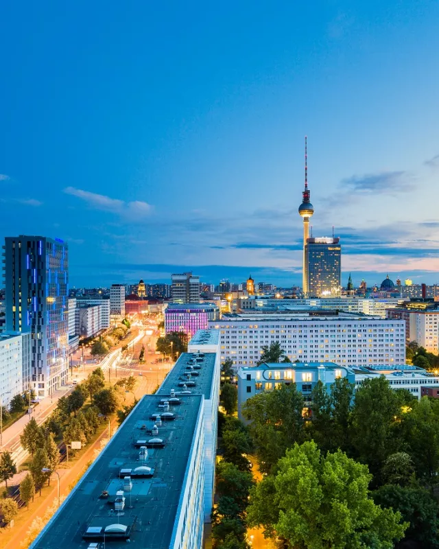 Berlin Modern Summer Night Skyline