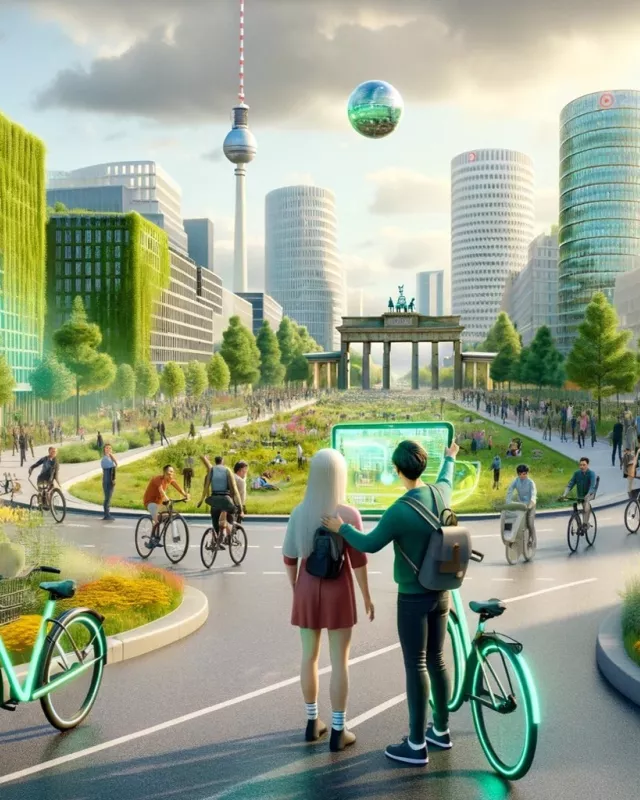 Die Zukunft Berlins? Eine durch KI-generierte Zukunftsvision Berlins – mit viel Optimierungsbedarf