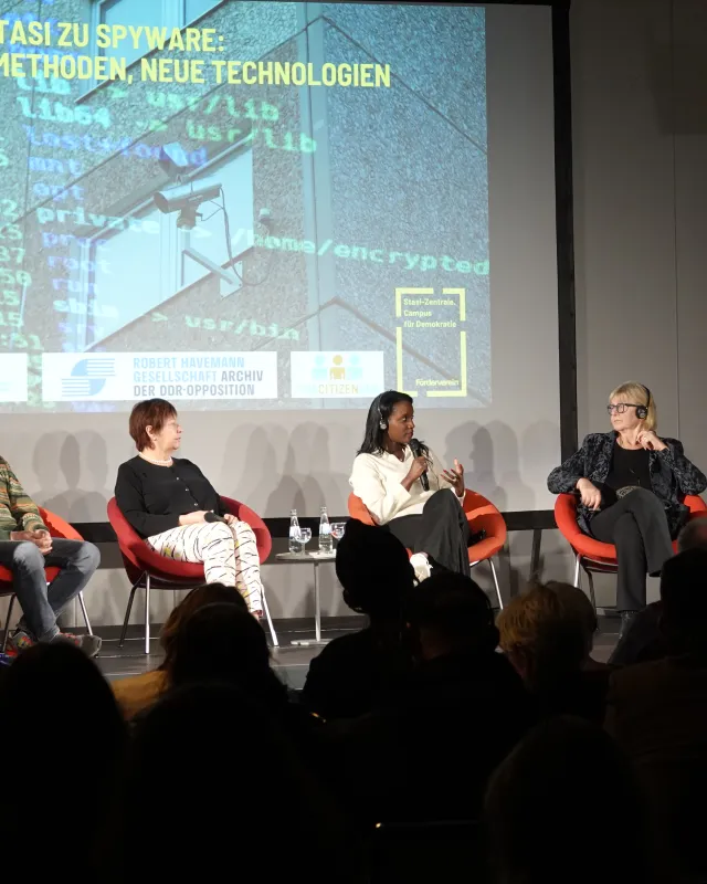 Veranstaltung „Von Stasi zu Spyware: Alte Methoden, neue Technologien“ am 12. November, Campus für Demokratie, u.a. mit Marianne Birthler und Carine Kanimba