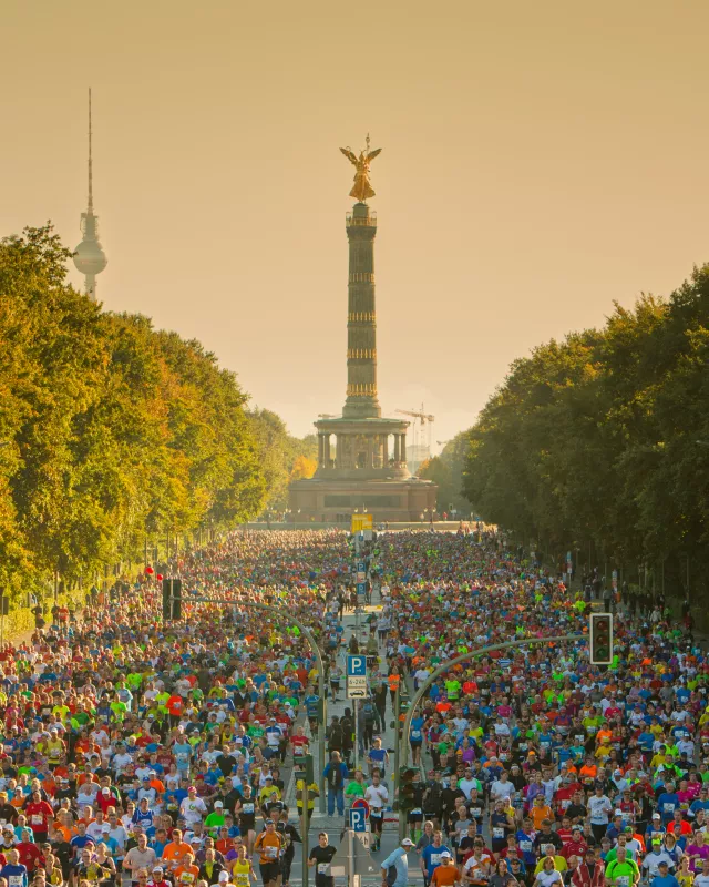 Berlin Marathon skyline with sunlight