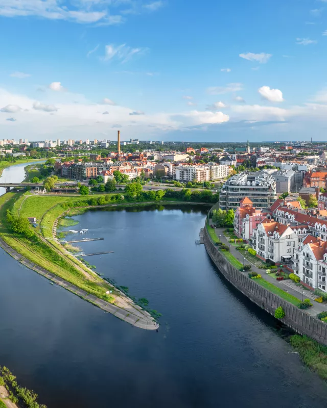 Poznan, Poland. Aerial view of Old Port district