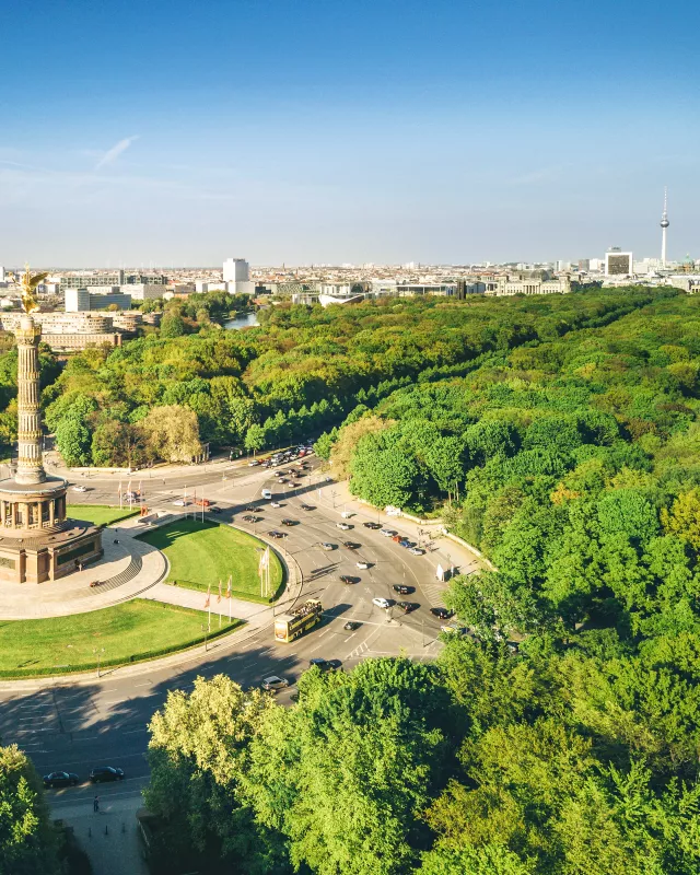 Victory column and Berlin Tiergarten, Germany