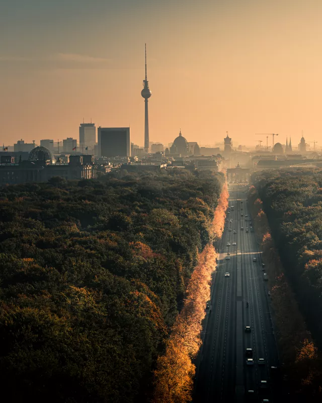 Titel: Blick von der Sieggessäule Richtung Brandenburger Tor		
