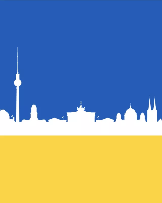 Skyline Berlin in Ukraine Farben