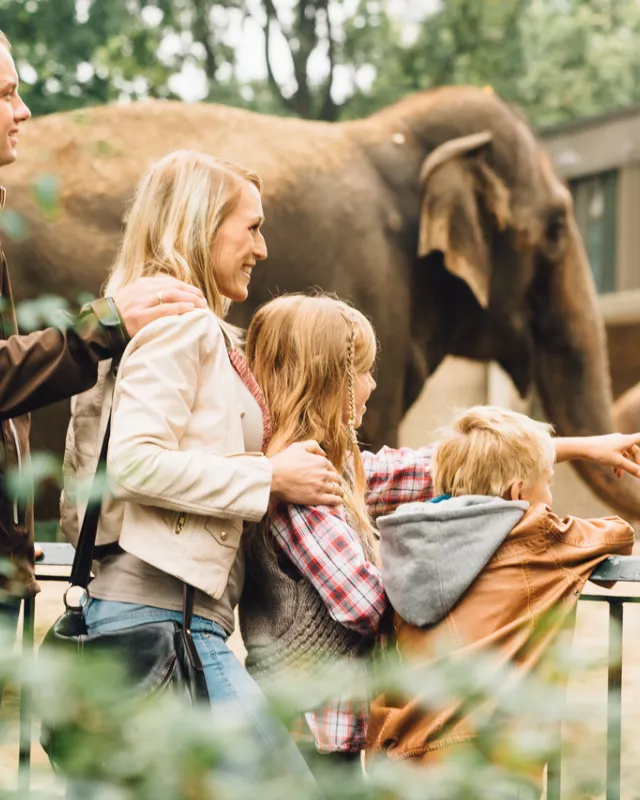 junge Familie besucht den Zoo Berlin