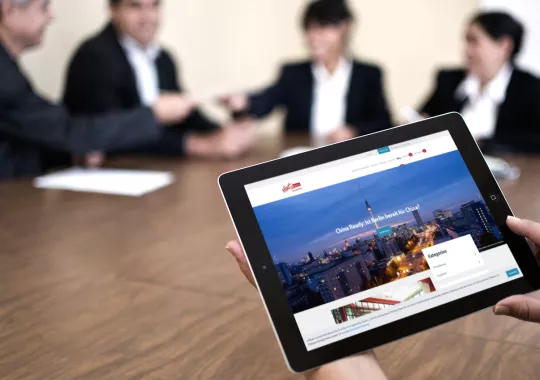 Tablet mit Meetings-Blog