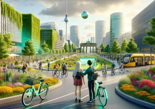 Die Zukunft Berlins? Eine durch KI-generierte Zukunftsvision Berlins – mit viel Optimierungsbedarf