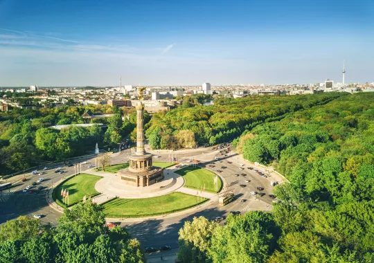 Victory column and Berlin Tiergarten, Germany