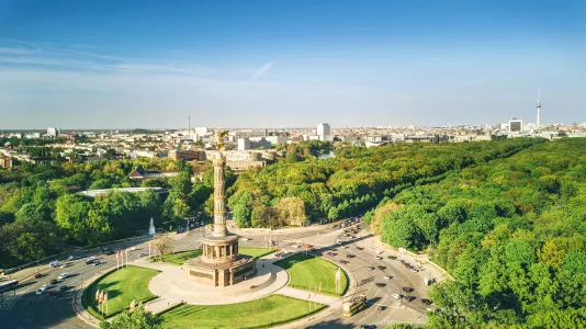 Victory column and Berlin Tiergarten, Germany