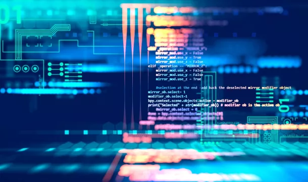 Programming code abstract technology background of software deve