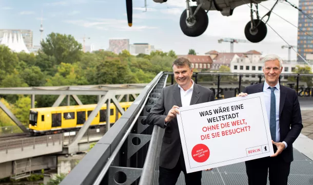 Burkhard Kieker und Stephan Schwarz auf dem Dach des Deutschen Technikmuseums Berlin