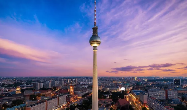 Fernsehturm Amidst Illuminated City At Night