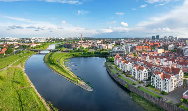 Poznan, Poland. Aerial view of Old Port district