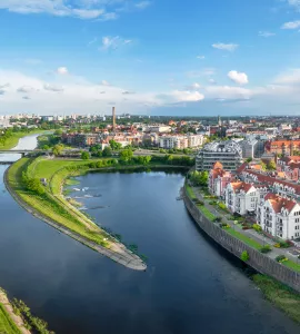 Poznan, Poland. Aerial view of Old Port district