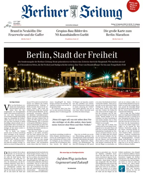 Berliner Zeitung vom 14. September 2018