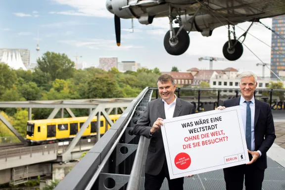 Burkhard Kieker und Stephan Schwarz auf dem Dach des Deutschen Technikmuseums Berlin