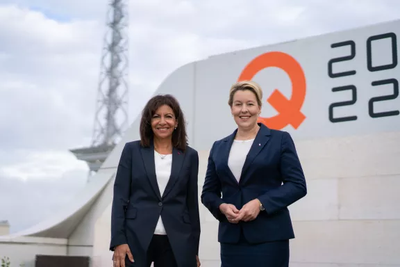 Anne Hidalgo, Myaor of Paris, and Franziska Giffey, The Governing Mayor of Berlin Die Bürgermeisterinnen Anne Hidalgo und Franziksa Giffey