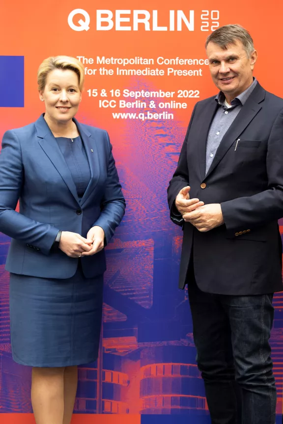 PK zur Q Berlin mit Franzsika Giffey und Burkhard Kieker PK zur Q BERLIN