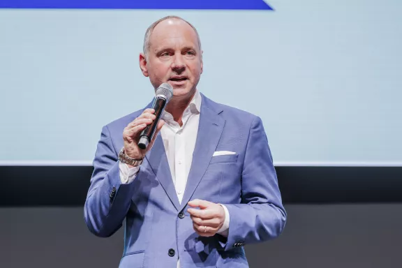 Stefan Athmann, Vorstandsvorsitzender visitBerlin Partnerhotels e.V. beim Berlin Tourism and Mice Summit 2024 Berlin Tourism and Mice Summit 2024