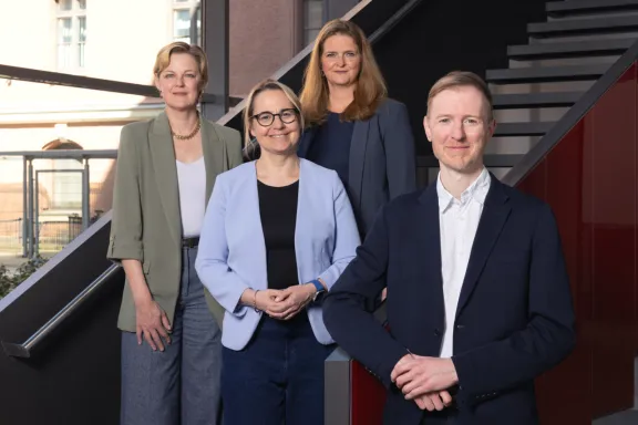 Das Presseteam von visitBerlin (v.l.): Miranda Meier, Susanne Schreiber, Katharina Zierenberg und Tobias Maul